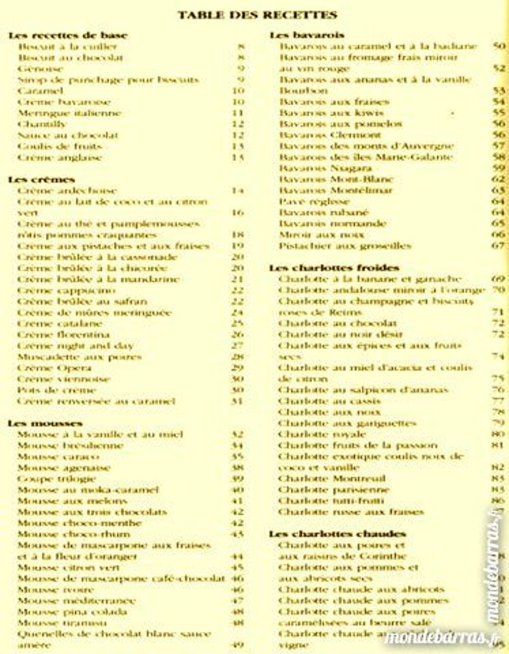 CREMES ET CHARLOTTES - DESSERTS / prixportcompris Livres et BD