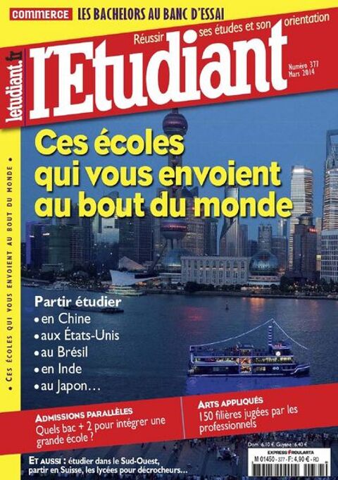 Revue L'étudiant N° 377 - Mars 2014 (Neuve) 3 Ardoix (07)