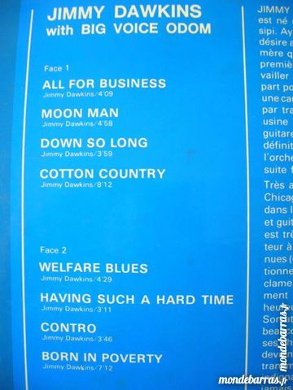 33 TOURS JIMMY DAWKINS All for business CHICAGO B CD et vinyles