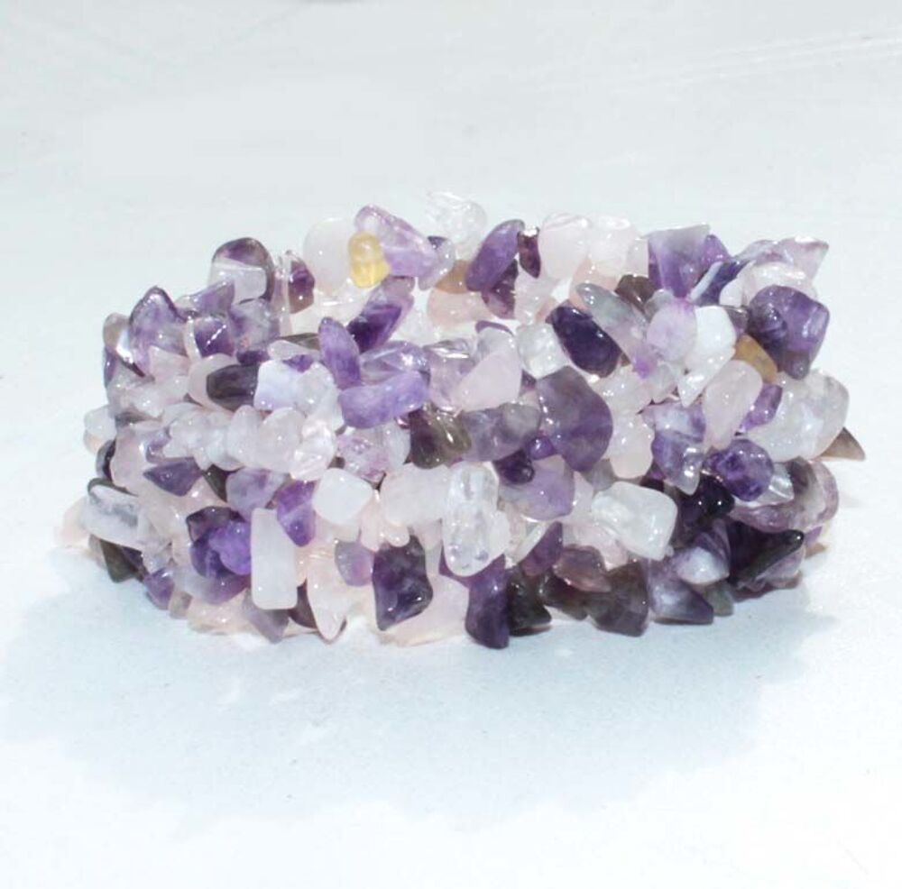 BRACELET en CRISTAUX D'AM&Eacute;THYSTE et QUARTZ ROSE Bijoux et montres