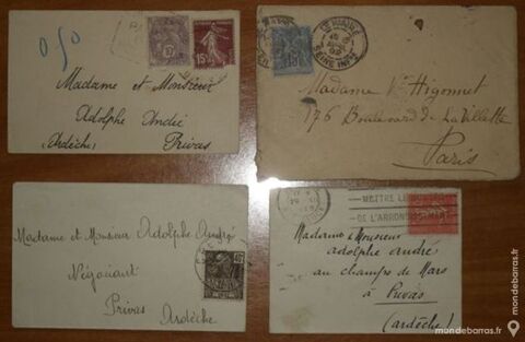 4 enveloppes timbr�es tr�s anciennes. 16 Montreuil (93)