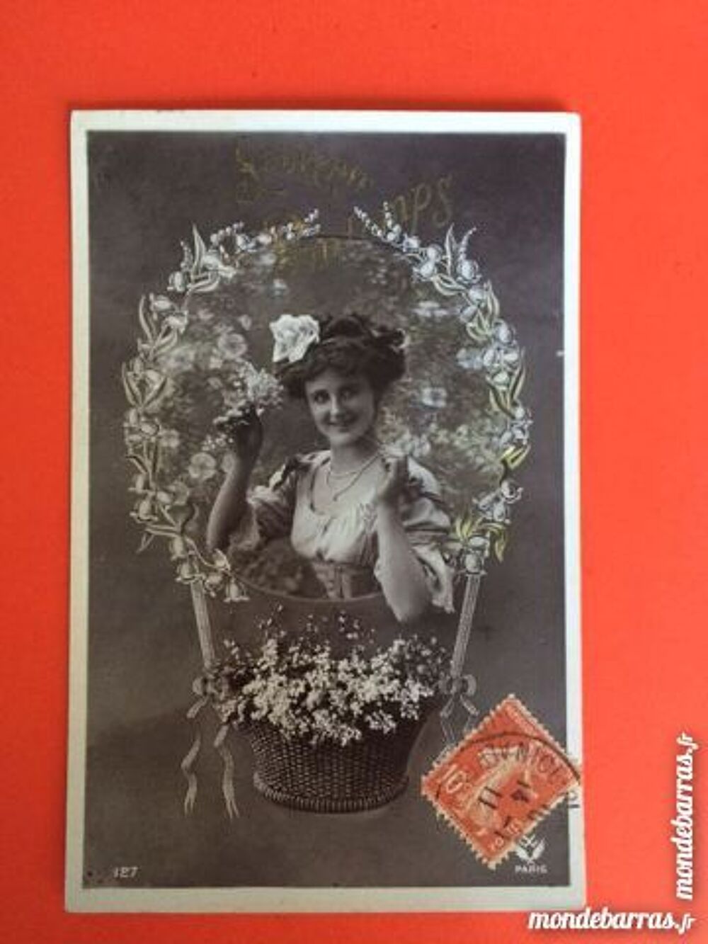 CPA Fantaisie - Souvenir de printemps 