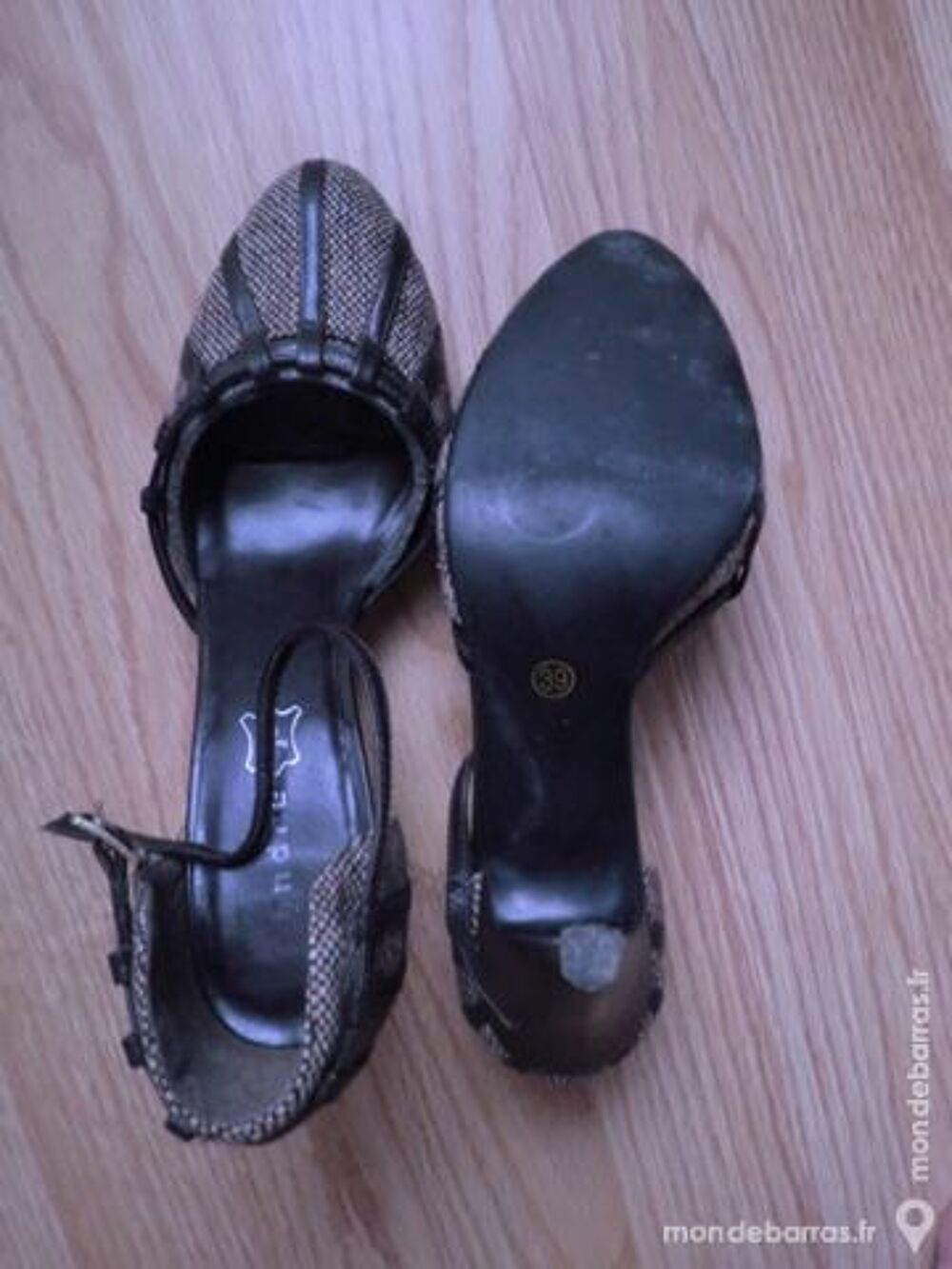 Escarpins tweed et cuir marron ANDRE (t. 39) Chaussures