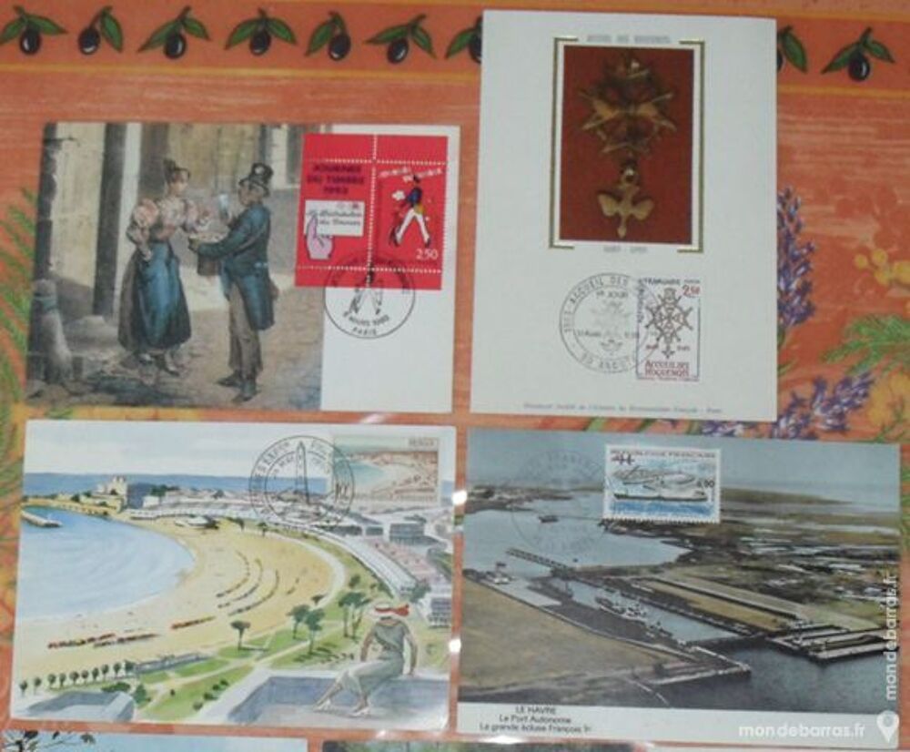 7 cartes postales Premier Jour avec timbre oblit&eacute;r 