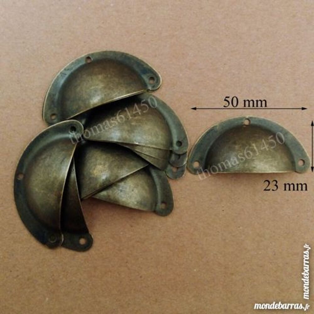 Lot 10 Mini Poign&eacute;es Coquille Fer Tiroir Meuble Bricolage