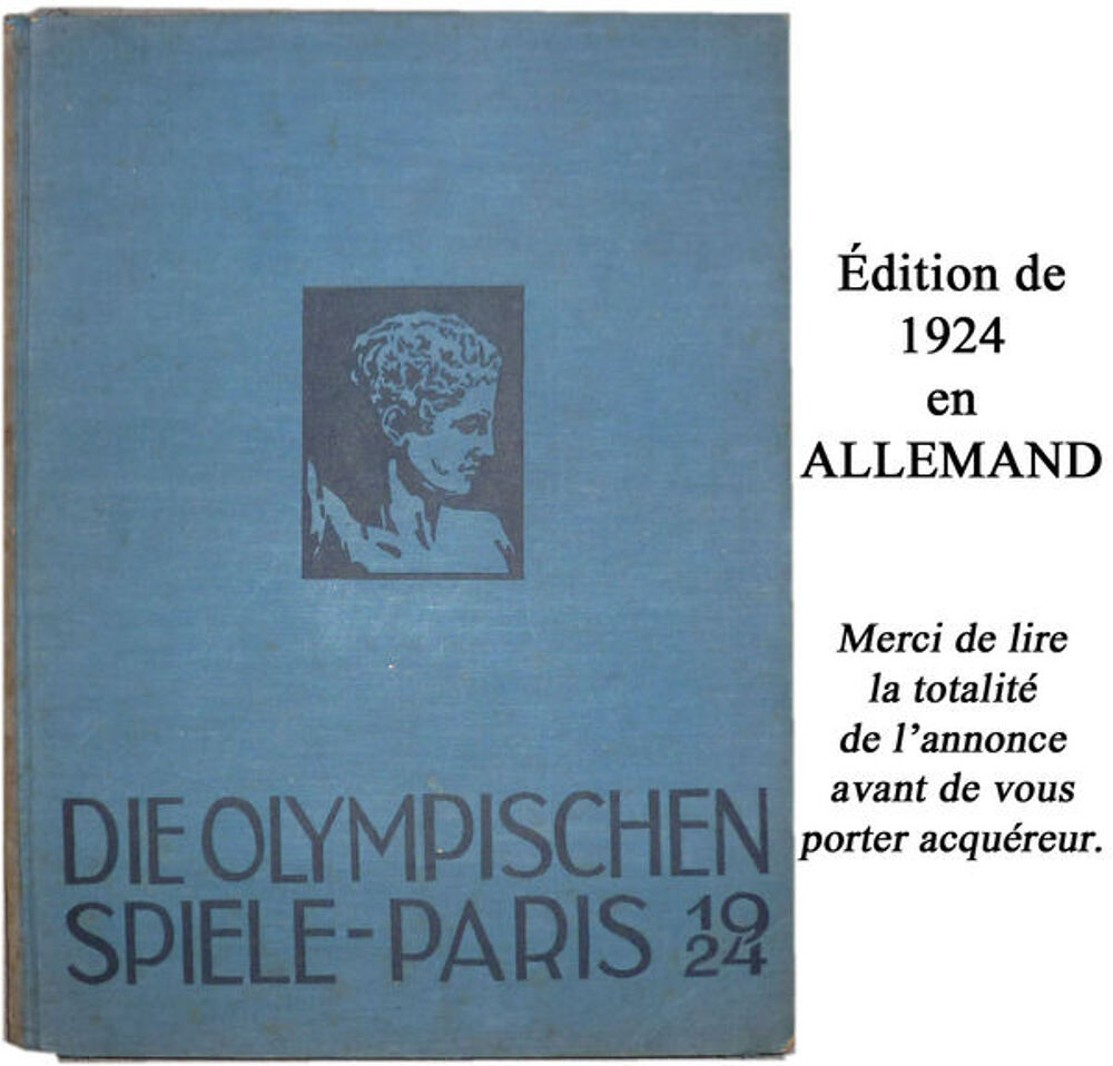 Livre de 1924 illustr&eacute; sur JO &agrave; Paris en allemand Livres et BD