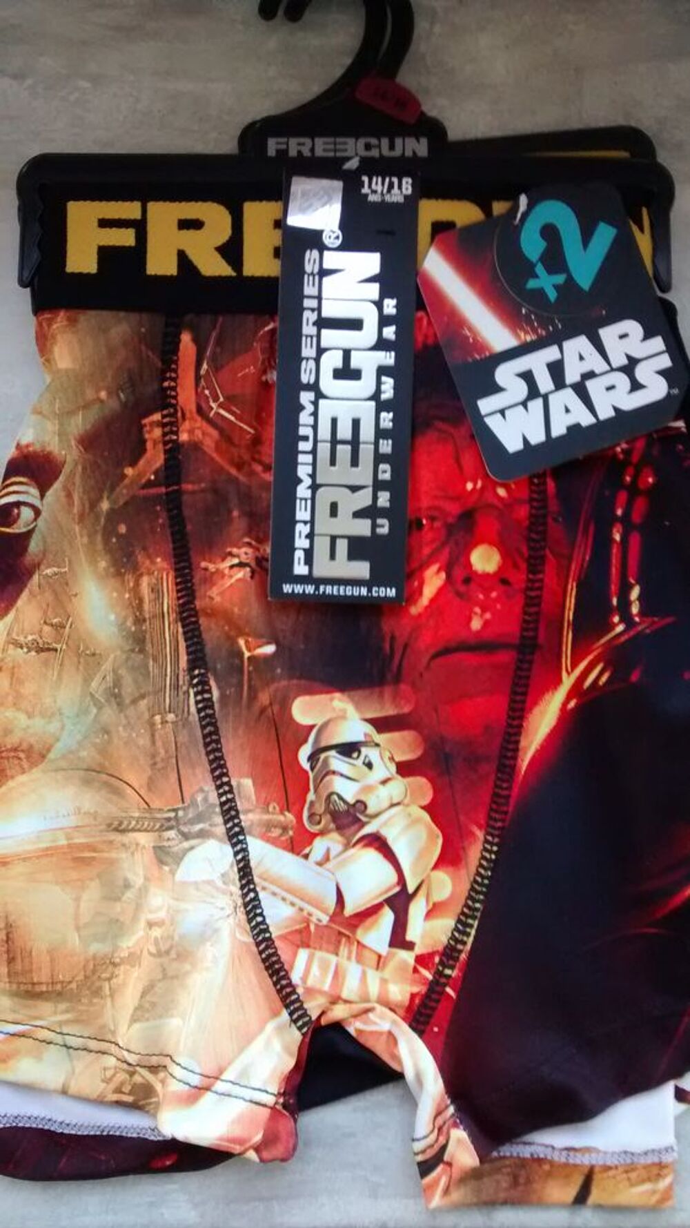 Lot de deux boxers freegun star wars 14 ans 16 ans Vêtements enfants