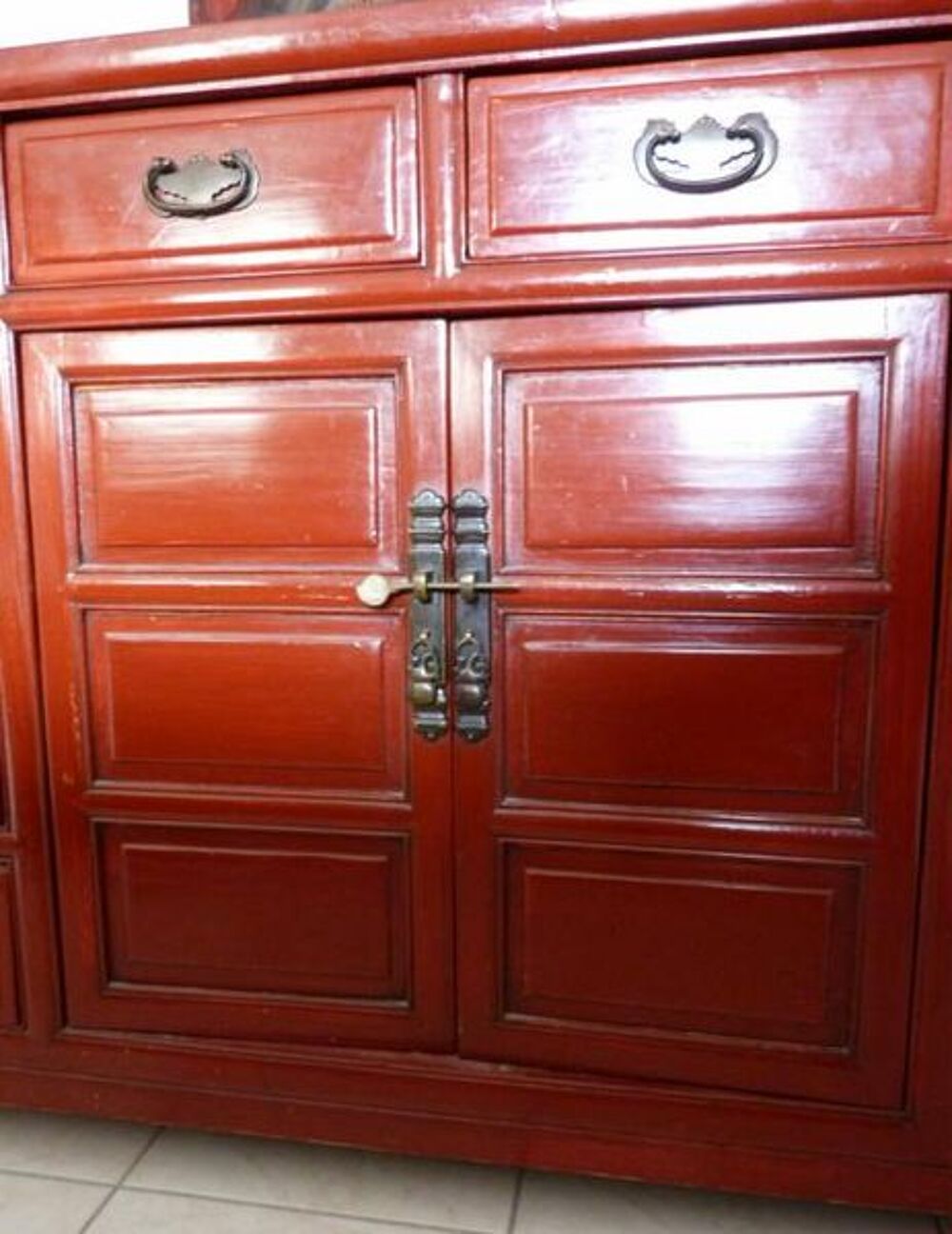 Buffet chinois bois laqu&eacute; rouge Meubles