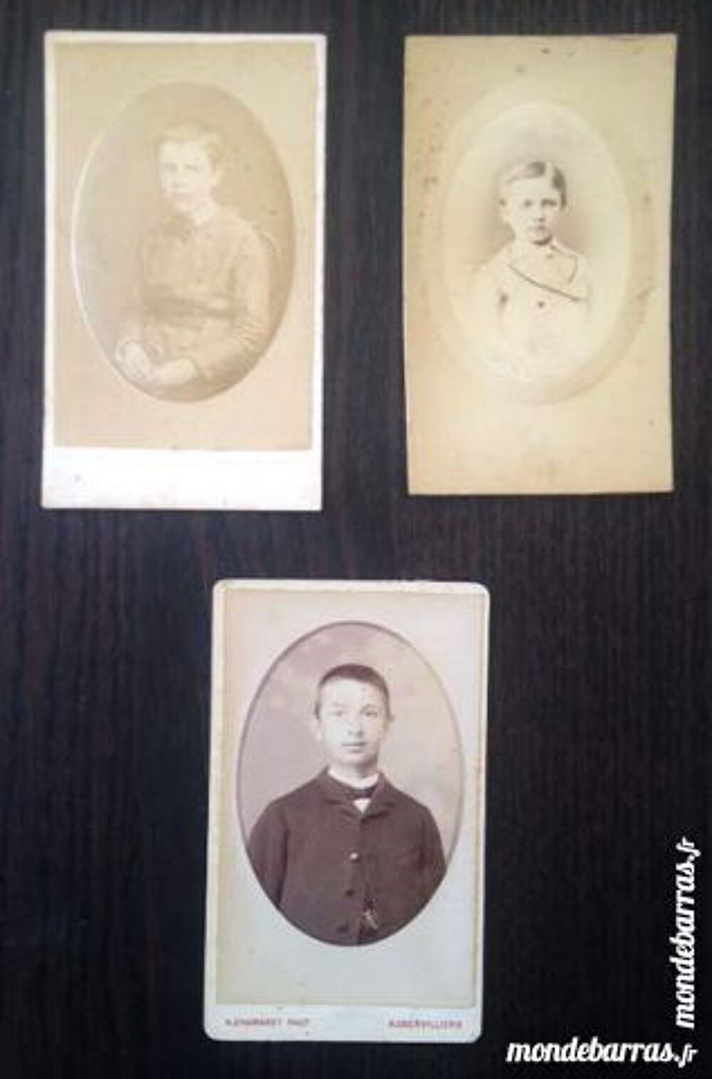 3 CDV portraits de gar&ccedil;onnets 