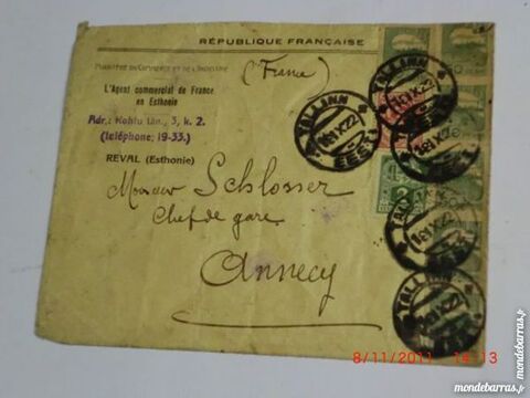 enveloppe timbree d'estonie 1922 p10 9 Grézieu-la-Varenne (69)