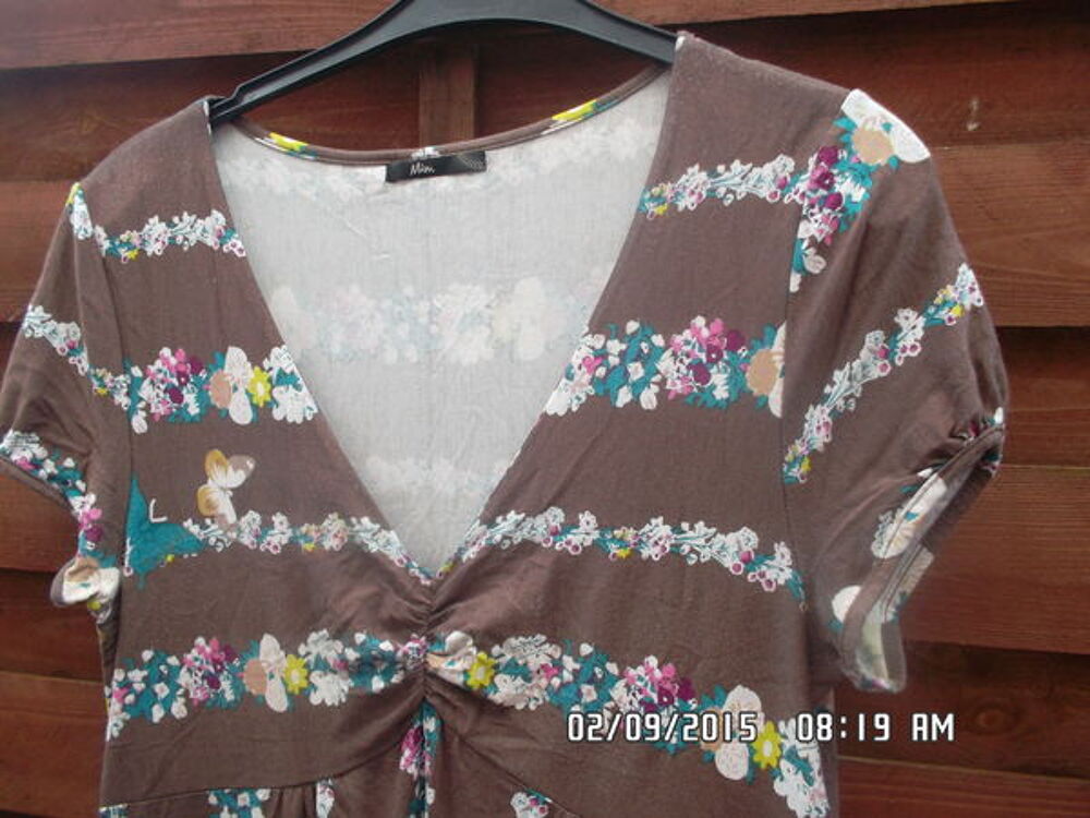 ROBE MARRON A FLEURS MIM*JUSTE 3E*KIKI60230 Vêtements