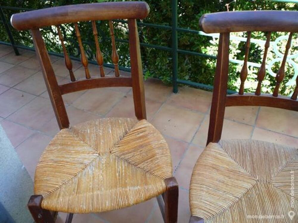 Trois chaises paill&eacute;es &eacute;poque Restauration Meubles