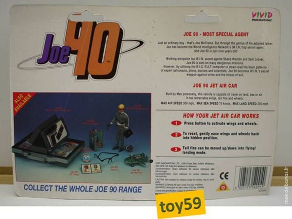 JOE 90 Matchbox 90's die-cast/metal JET AIR CAR Jeux / jouets