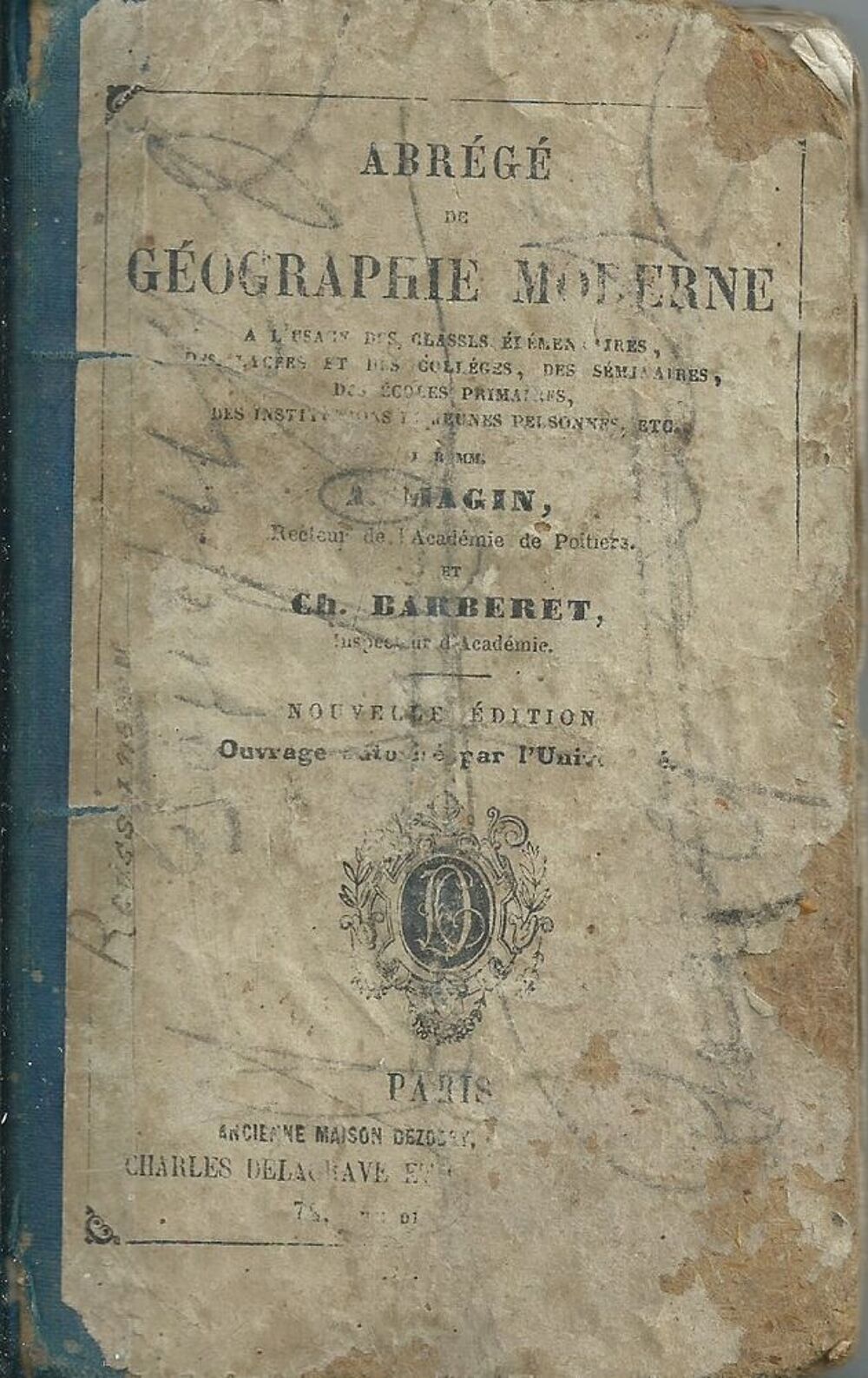 livre ancien , cours abr&eacute;g&eacute; de g&eacute;ographie moderne 1869 Livres et BD