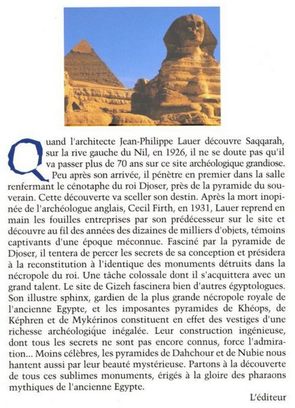MAGNIFIQUES PYRAMIDES et SPHINX / prixportcompris Livres et BD