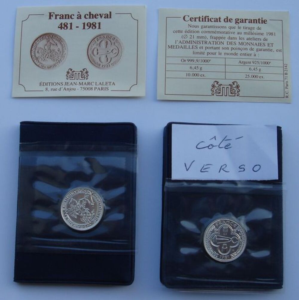 Superbe M&eacute;daille Franc &agrave; cheval ? 481 - 1981 en Argent 