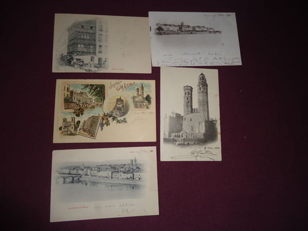 lot de 5 cartes postales MACON 1900 