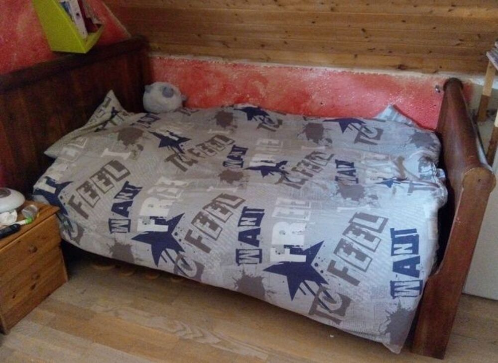 Lit de coin (120cm de large) en ch&ecirc;ne Meubles