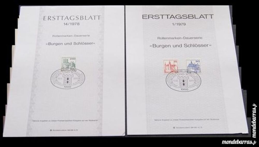 TIMBRES 1ER JOUR ALLEMANDS &laquo;CHATEAUX&raquo; 