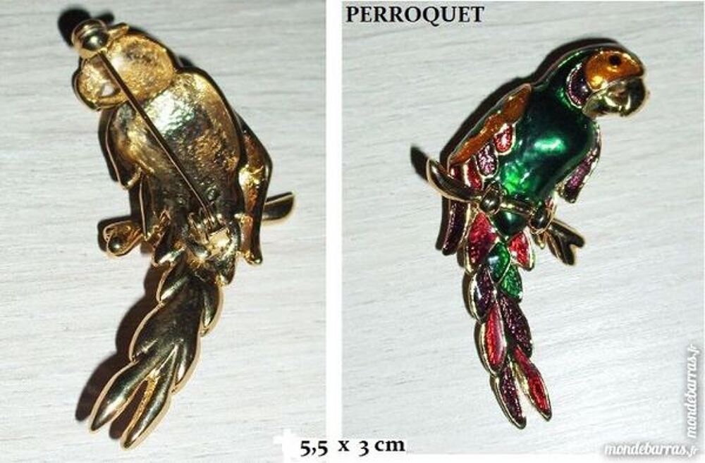 &laquo;PERROQUETS&raquo; deux broches vintage Bijoux et montres