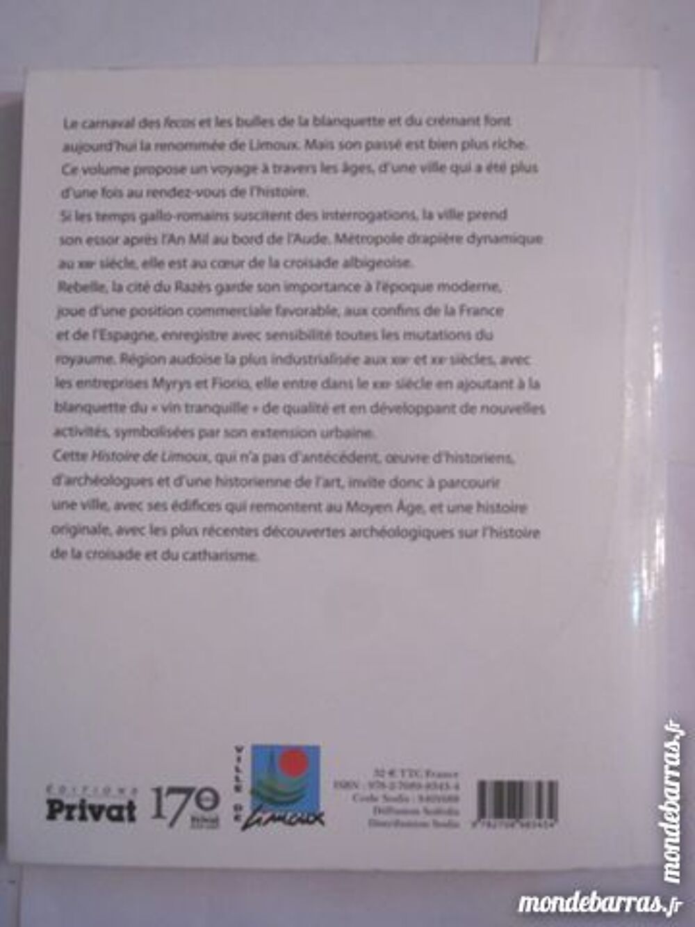 HISTOIRE DE LIMOUX par JEAN LOUP ABBE Livres et BD