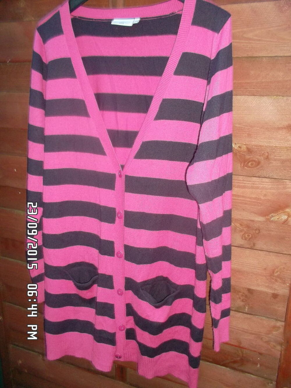 GILET ROSE A RAYURES*JUSTE 5E*KIKI60230 Vêtements