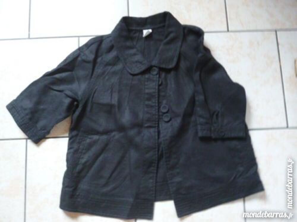 Veste manches 3/4 en lin Noire &laquo; CAMAIEU &raquo; T.36 Vêtements