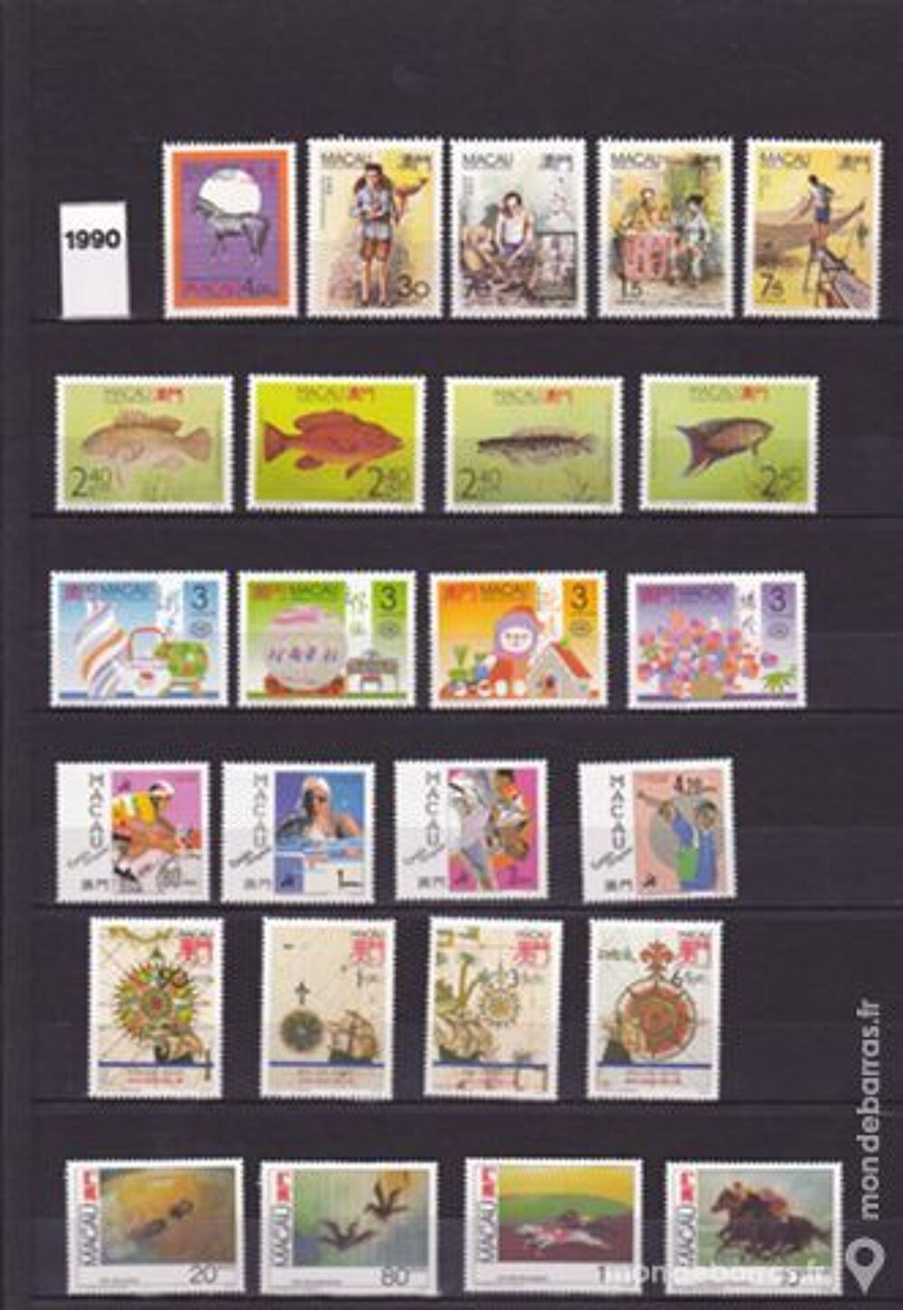 Timbres macao neufs ann&eacute;e compl&egrave;te 1990 