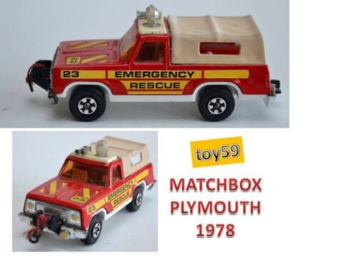 MATCHBOX voiture pompier PLYMOUTH 35 Mons-en-Barul (59)