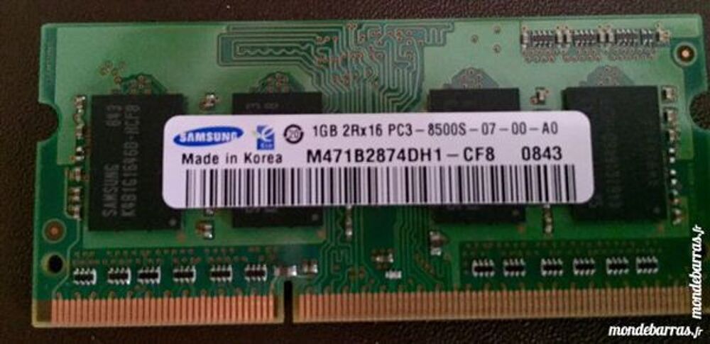Barrette m&eacute;moire RAM 1 Go PC3-8500S DDR3 MAC et PC Matriel informatique