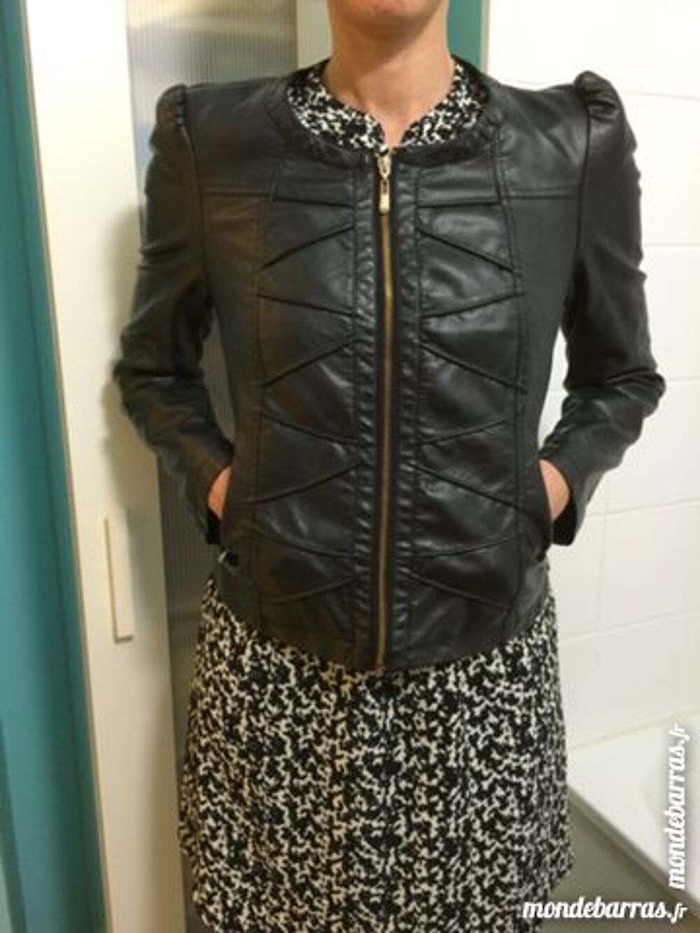 Veste noire simili cuir - marque ATTENTIF Vêtements