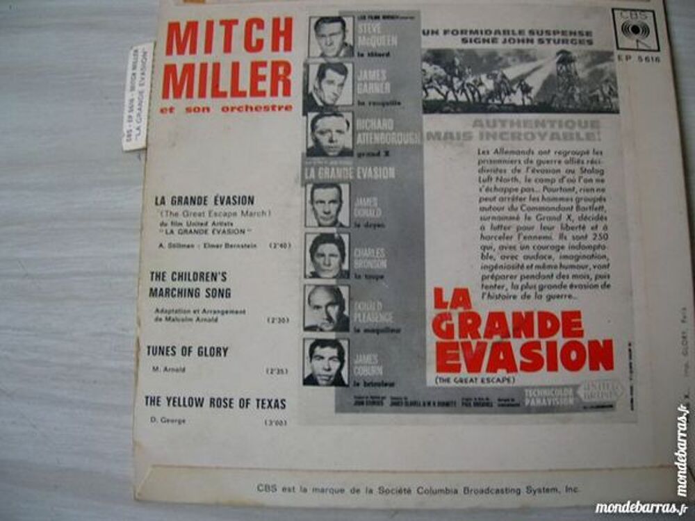45 TOURS MITCH MILLER Film LA GRANDE EVASION CD et vinyles