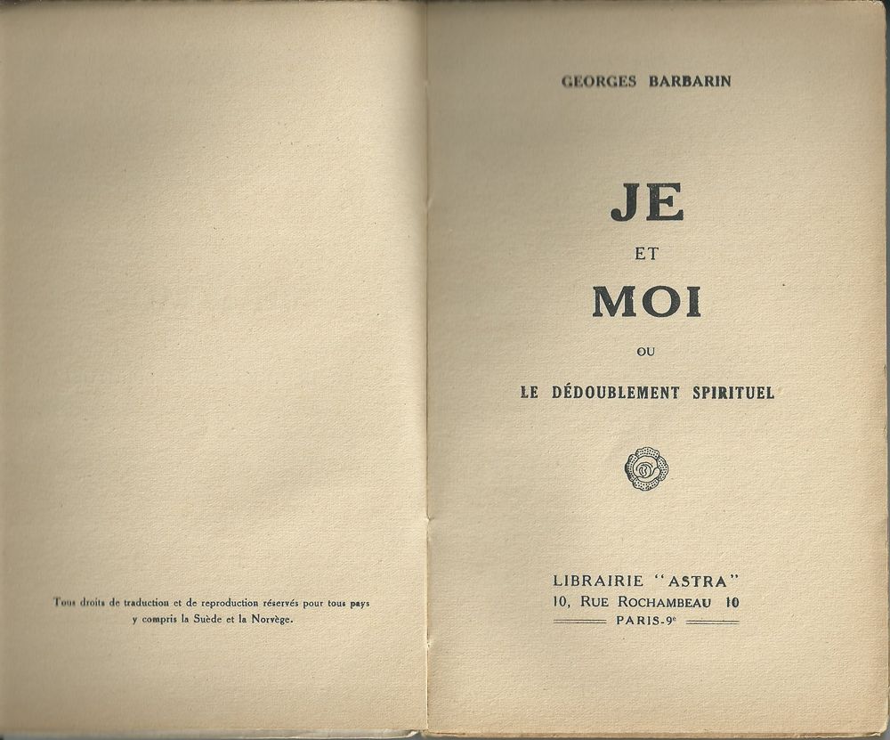je et moi d&eacute;doublement spirituel G,Barbarin 1947 Livres et BD