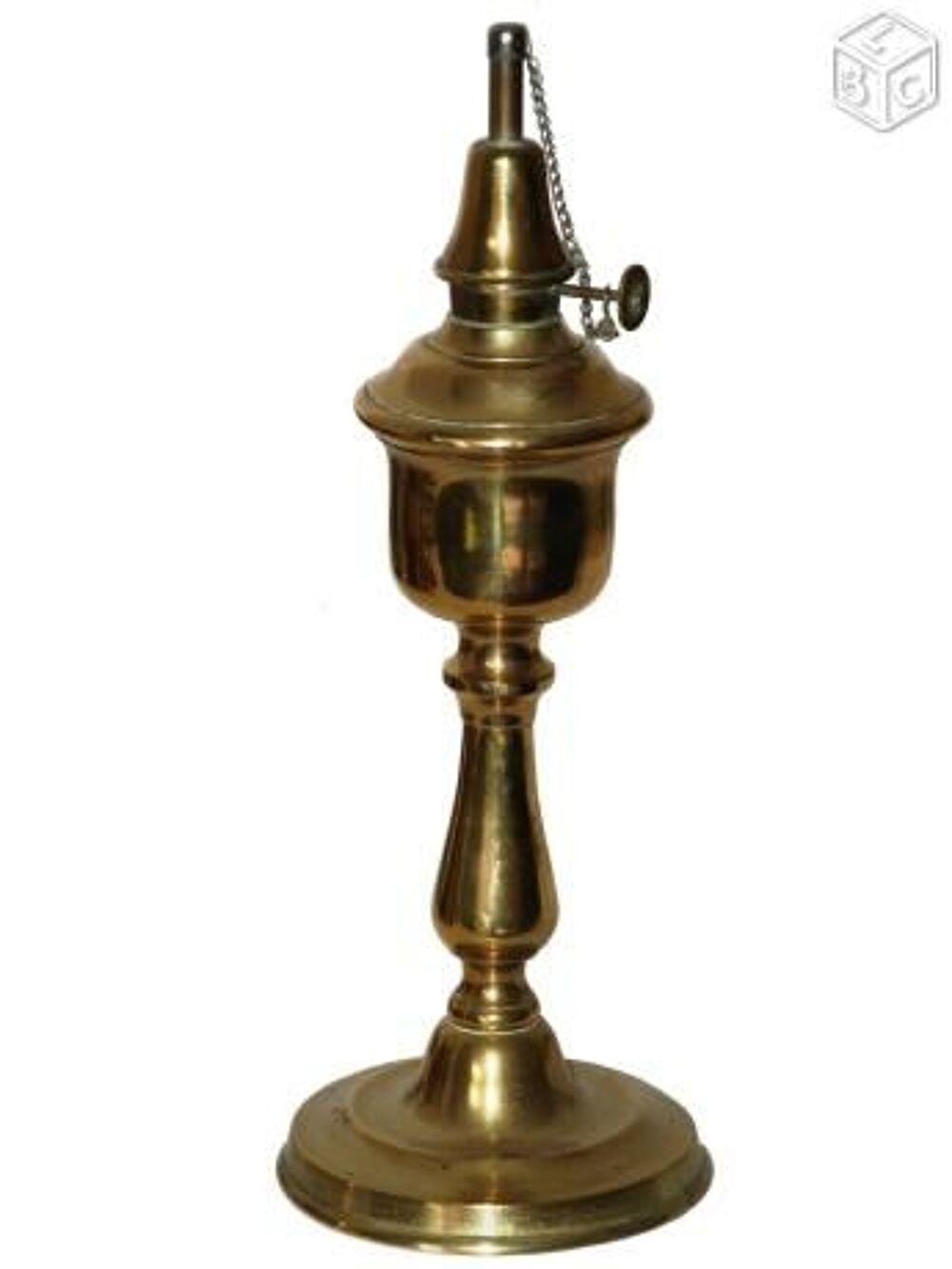 Ancienne et belle lampe &agrave; huile en laiton Décoration