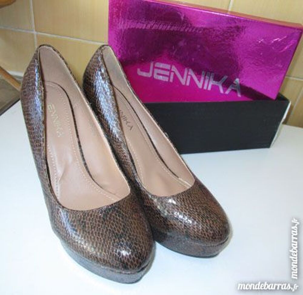 ESCARPINS MARRON IMITATON SERPENT Chaussures