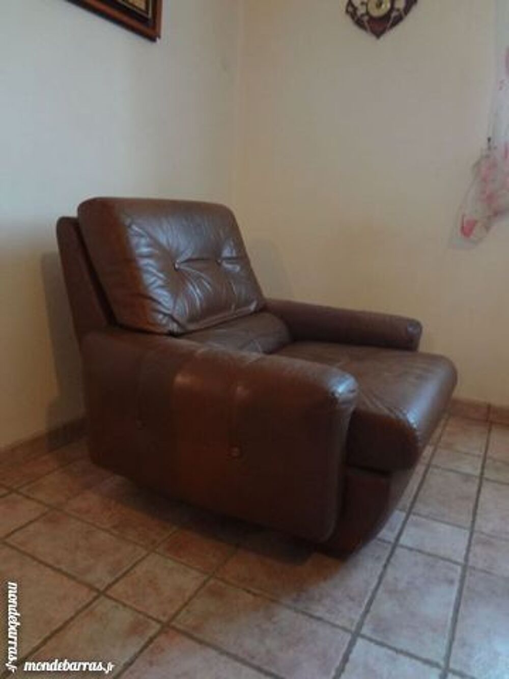 Fauteuil cuir marron 1 place Meubles