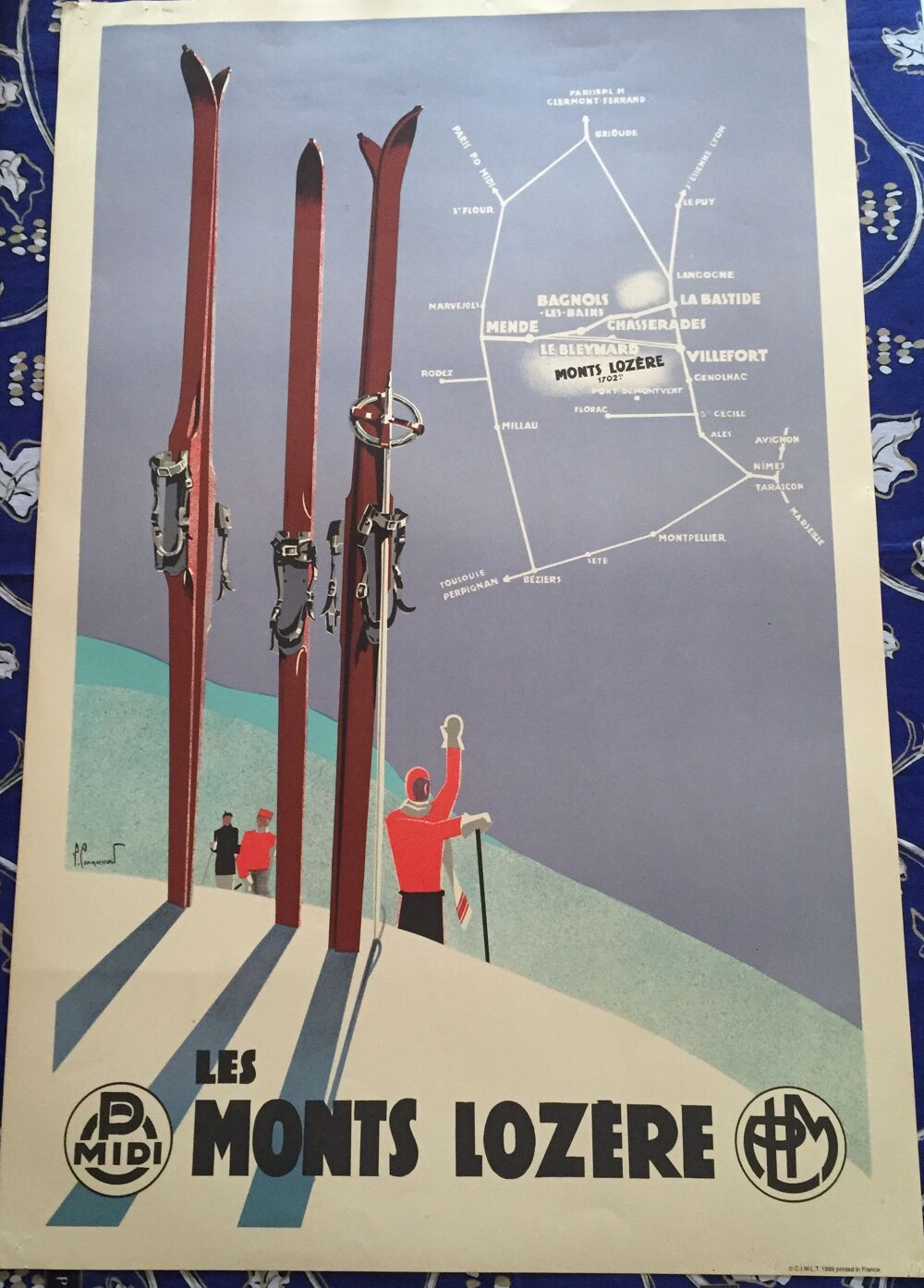 LA CIOTAT PLAGE P.L.M Sign&eacute;e DFBO Affiche en Lithographie 1989 