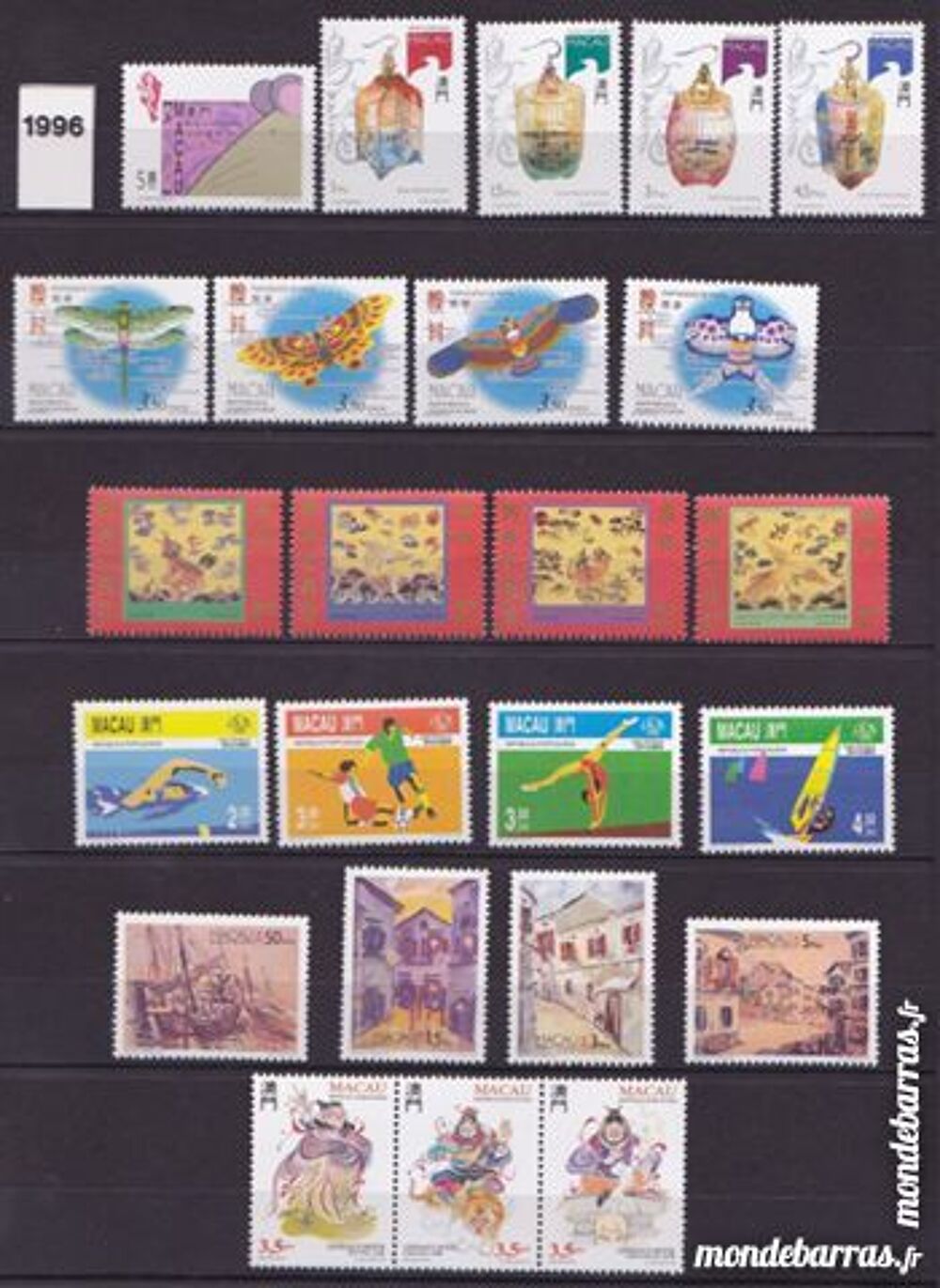Timbres macao neufs ann&eacute;e compl&egrave;te 1996 + 8 Blocs 