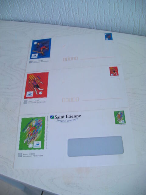 ENVELOPPES pré-timbrées FOOT FRANCE 1998 5 Saint-Etienne (42)