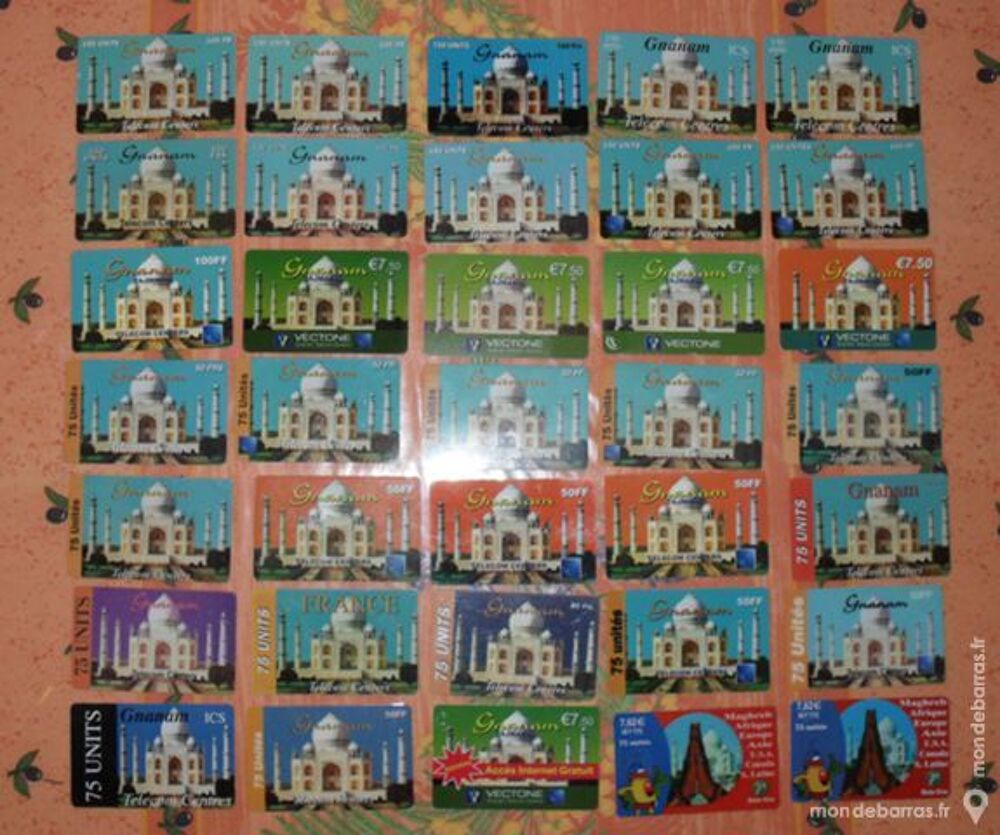 35 cartes t&eacute;l&eacute;phoniques pr&eacute;pay&eacute;es sur le Taj Mahal 