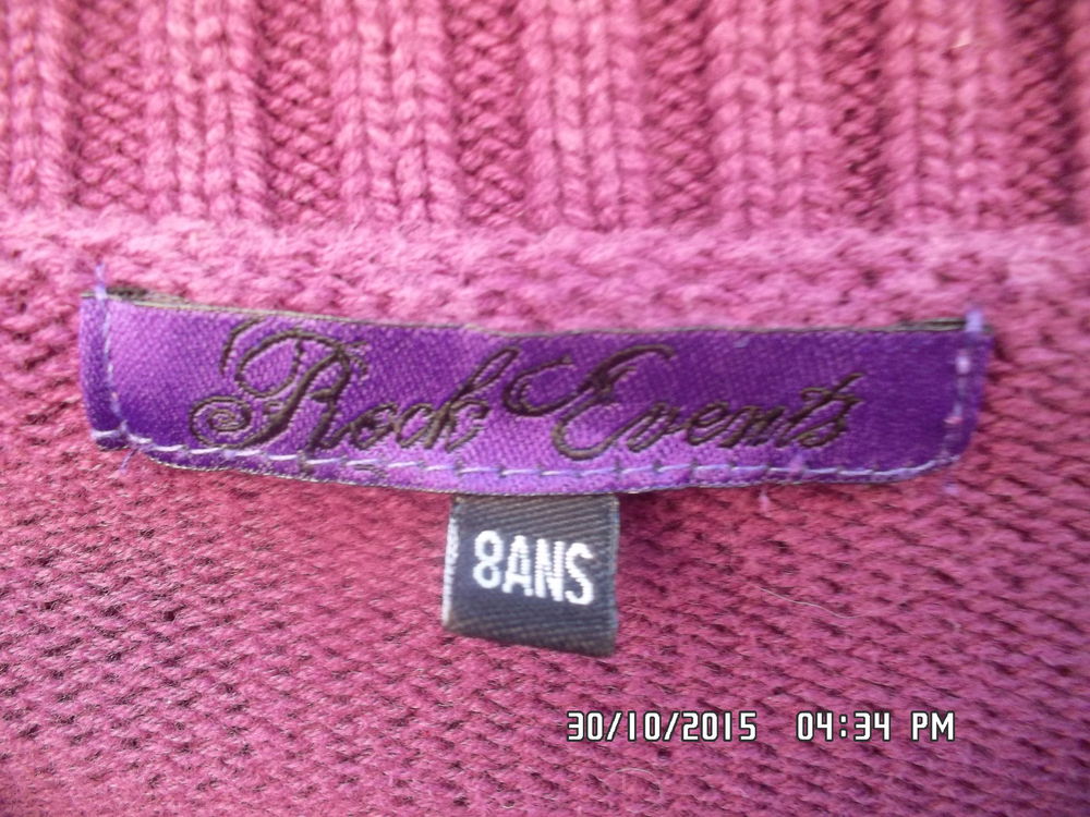 PULL VIOLET*JUSTE 1E*KIKI60230 Vêtements enfants