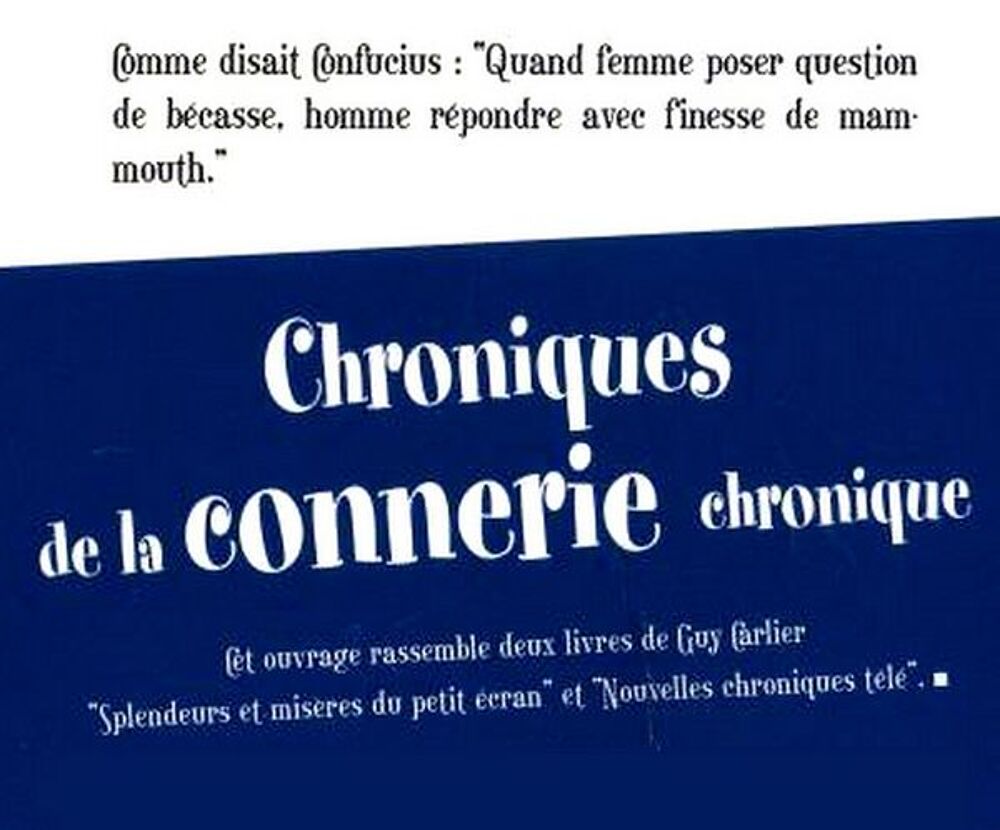 GUY CARLIER - Chroniques / prixportcompris Livres et BD