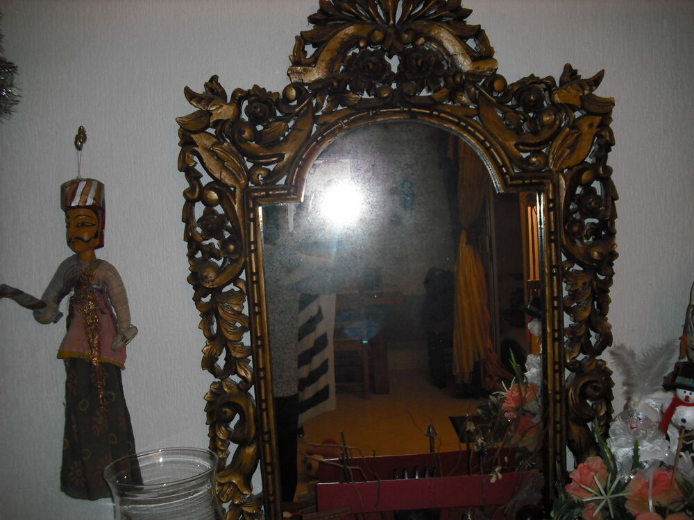 MAGNIFIQUE MIROIR ENCADREMENT BOIS SCULPTE Décoration