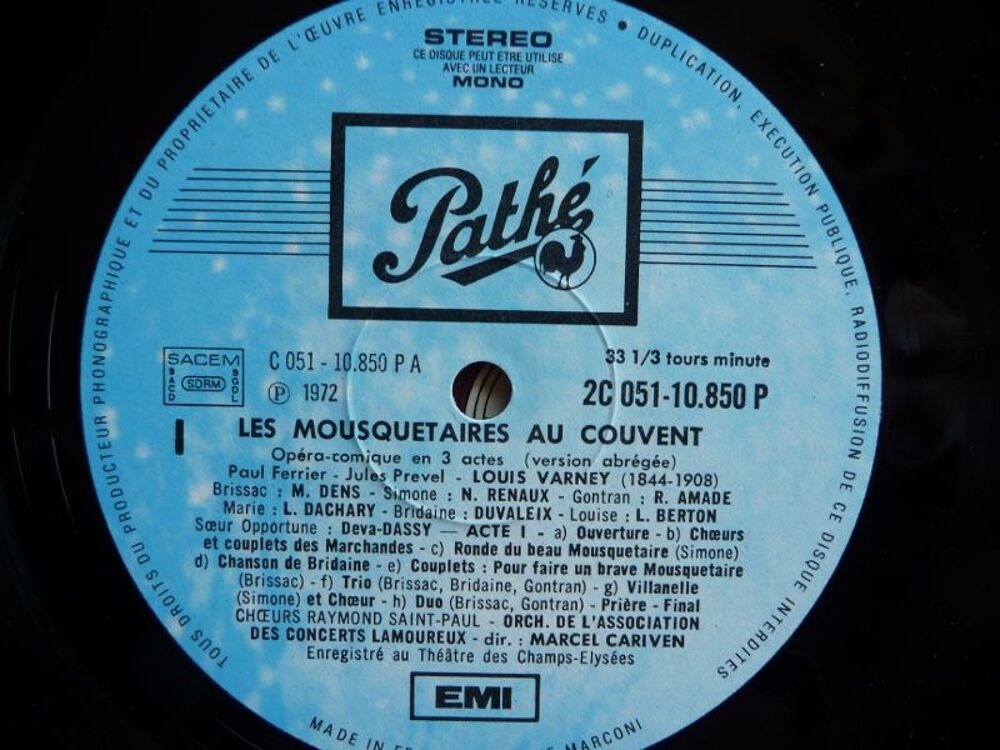 Vinyl Les MOUSQUETAIRES au COUVENT CD et vinyles
