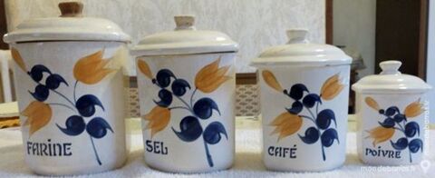 4 pots � �pices anciens en faience GIVORS 10 �cuisses (71)