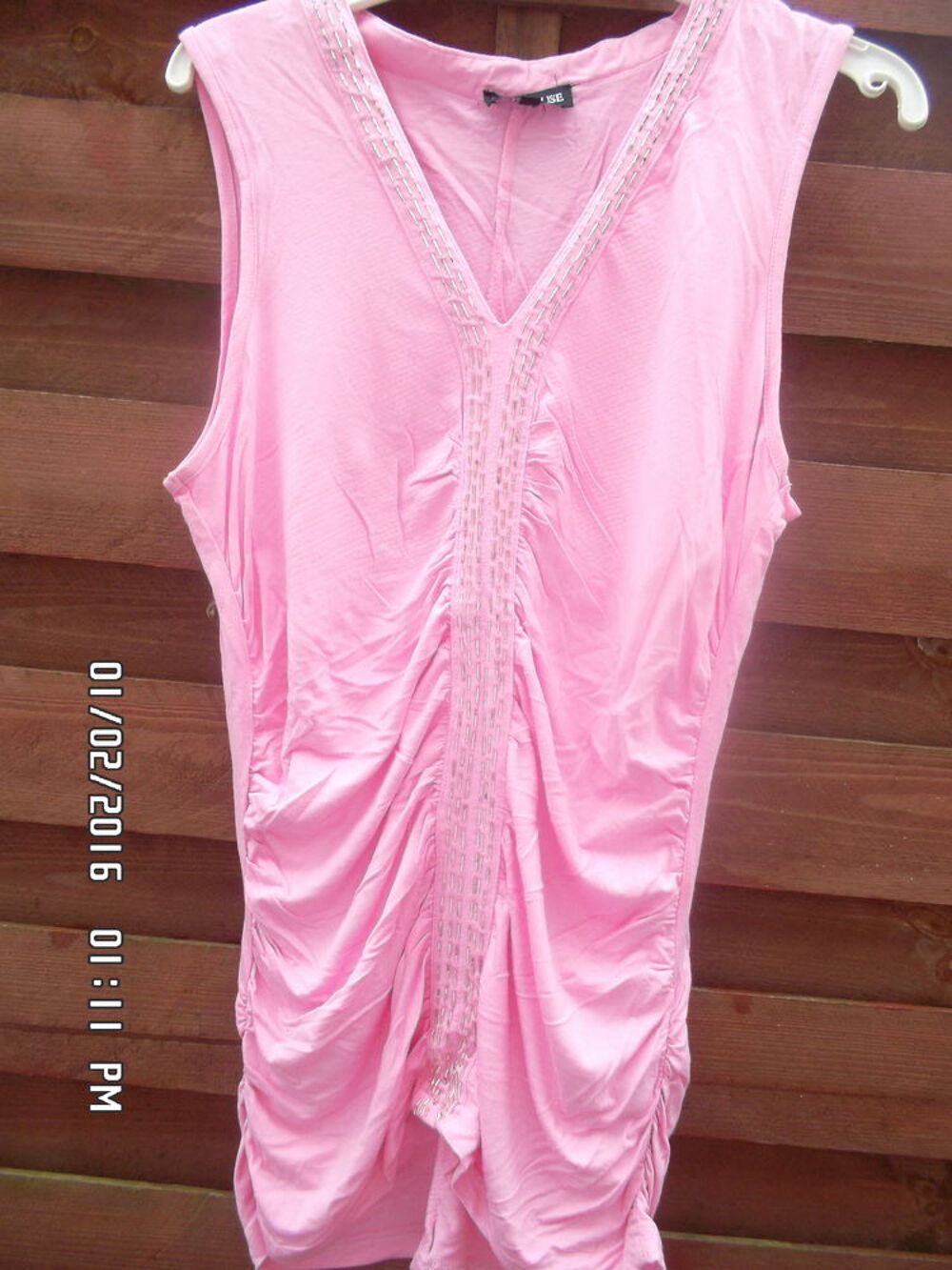 DEBARDEUR ROSE PERLES*JUSTE 2E*KIKI60230 Vêtements