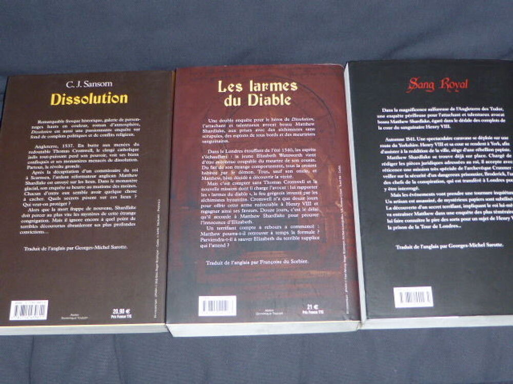 Trilogie CJ Sansom Livres et BD
