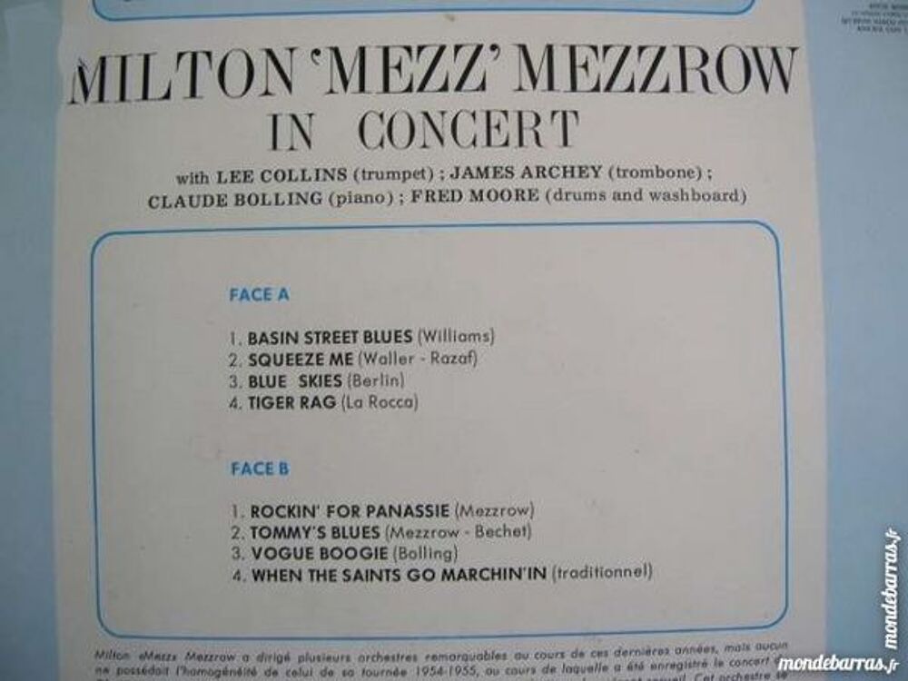 33 TOURS MILTON MEZZROW in Concert CD et vinyles