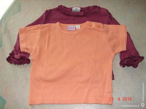 DEUX TEE SHIRTS MANCHES COURTES ET LONGUES 12 MOIS 1 Bretteville-sur-Laize (14)