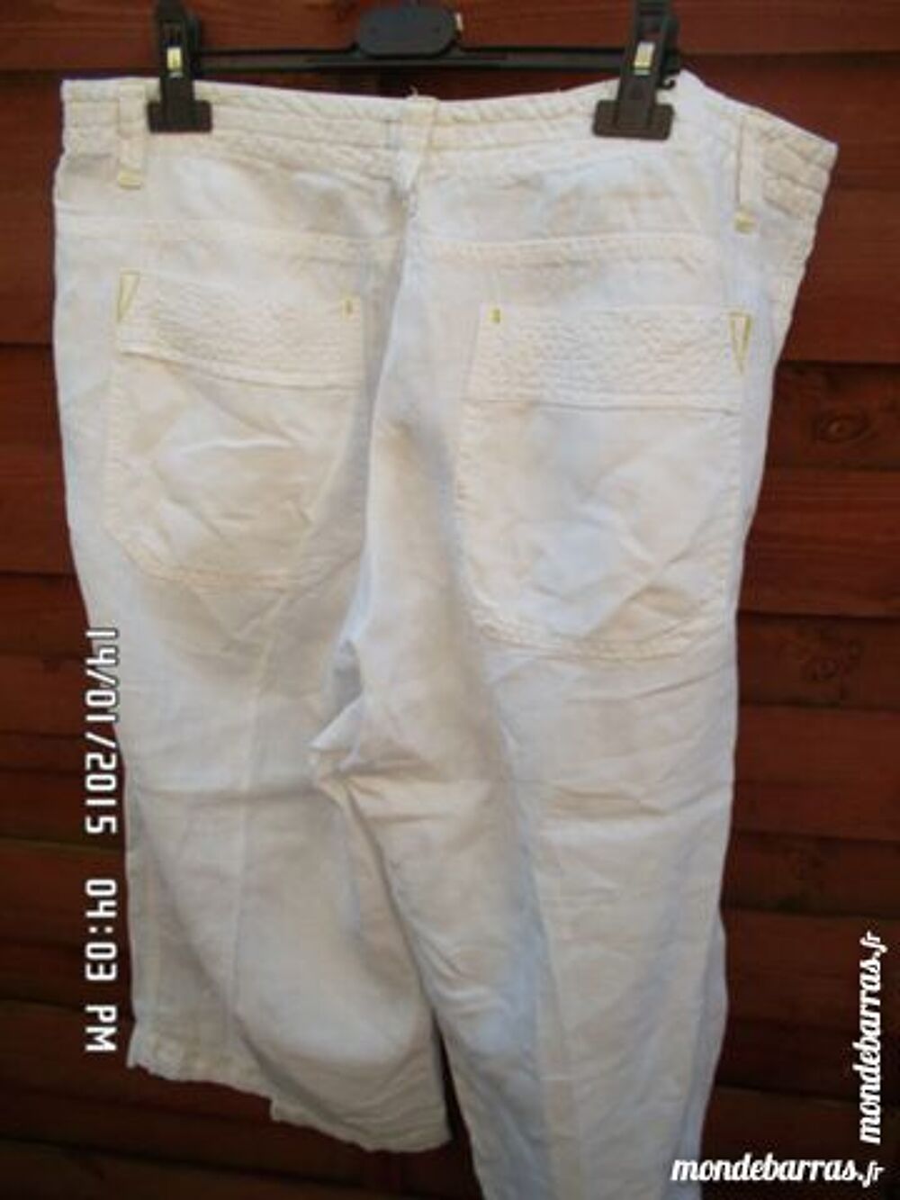 pantacourt blanc en lin t.48 Vêtements
